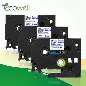 Ecowell 3pcs Tkanine, Železo na etiketi, traku TZe-FA4 18 mm TZe FA4 TZeFA4 oznaka kasete Modra Bela za Brother P-Touch oznaka za kavo
