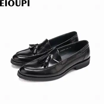 EIOUPI nova zasnova rese oxford resnično pravo usnje mens moda čevelj poslovanja moških obleko opozoril toe čevlji eBS-02QB