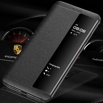 Za Huawei Mate RS Primeru Luksuznih Pravega Usnja Ogled Okno Smart Flip Primeru Za Huawei Mate RS Porsche Design Pokrov Coque