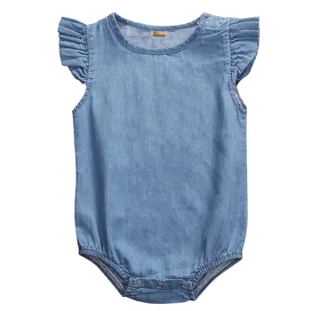 Citgeett Novorojenega Dojenčka Baby Dekleta Traper Romper Lotus rokavi Jumpsuit Obleke Poletje Playsuit Obleko SS