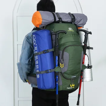 Zunanji nahrbtnik kampiranje vrečko 50/60 l moški s svetlo razmislek nepremočljiva potovanja nahrbtnik človek kampiranje, pohodništvo nahrbtnik športnih vrečke