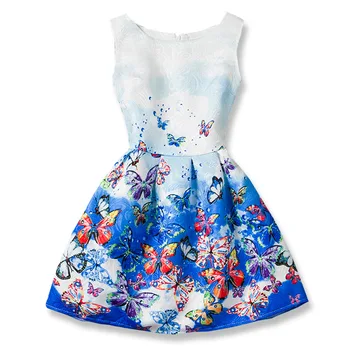 Dekleta Obleko Metulj Cvetlični brez Rokavov Princesa Najstniki, Obleke za Dekleta Stranka Oblačila 2019 Otroci Otroci Oblačila Vestidos