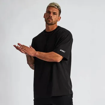 Poletje športna fitnes moška T-shirt hip hop stilu kratek rokav teče priložnostne bombaž uresničevanje oblačila