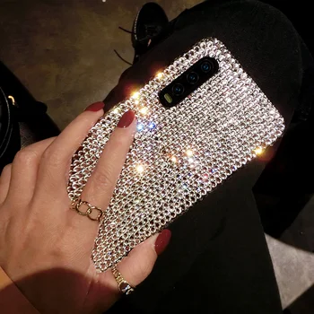 Luksuzni Kristalno Polno Diamond Primeru Za iPhone 12 11 Pro XS Max XR X 8 7 6 Plus Kritje Za Samsung Galaxy S10 S20 S8 S9 Opomba 20 10 9