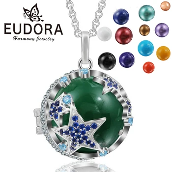 Eudora Crystal Star Locket Kletko, Ogrlico, Obesek, Nosečnice Mehiške glasbe žogo Obeski Zvoke Žogo Nosečnice Nakit K198