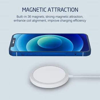 Magnetni 15W Brezžični Polnilnik za iPhone 12 Pro Max 12 Mini Magnetni Hitro polnjenje Hitro 20W NAS EU UK Plug PD Brezžični Polnilnik