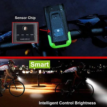 4000 mah Indukcijske Kolesa Spredaj Svetloba Nastavite USB Polnilne Smart Smerniki S Rog 800 Lumen LED Lučka za Kolo Cikel Svetilka