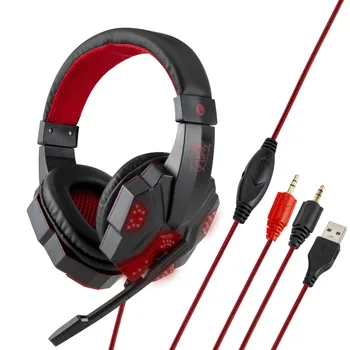 Gaming Slušalke Velike Slušalke Svetlobna Mikrofon Stereo Slušalke Globok Bas Za PC Računalnik Gamer Prenosnik Slušalke Športne Slušalke