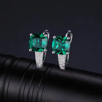 JewelryPalace Ustvarili Nano Smaragdno Posnetek Uhani 925 Sterling Srebrni Uhani Za Ženske Dragih Kamnov, Korejski Earings Modni Nakit