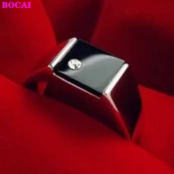 S925 sterling silver obroči za moške in ženske kvadratnih moški prstan Black naravnih agate 2020 nov modni Tajski silver obroči moški