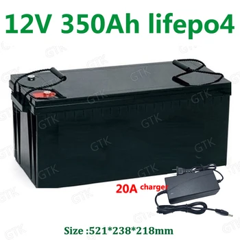 GTK Nepremočljiva 12V 350AH Lifepo4 baterija litij-100A BMS 4S 12.8 V za inverter Sončne energije karavana UPS EV čoln +20A Polnilnik