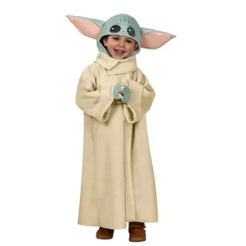 Vroče Zvezde cosplay Vojne Mandalorian Baby Yoda Cosplay Kostum Haljo s klobuk Modno Fotografiranje Obleko Božič Darilo
