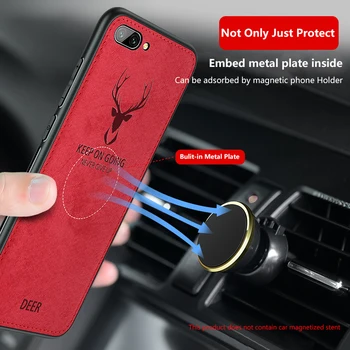 Vroče Krpo Teksturo Jelena 3D Mehko TPU Magnetna Avto Primeru Za Huawei Honor 10 Vgrajen Magnet Ploščo Primeru Za Huawei Honor V10 Pokrov