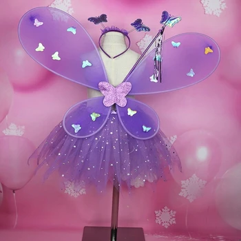 Srčkan Otrok Kostume Uspešnosti Rekviziti Gradient Barve Butterfly Princess Angel Krila Pravljice Držijo Otroci Obleko Gor Igra Igrače