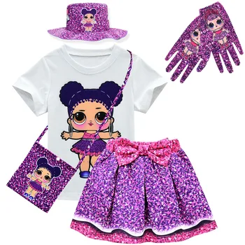 Lol lutka presenečenje prvotni model, igrače dekle, T-shirt+Krilo Nastavite Lol Obleko Dekleta, Obleko otroška Lutka Cartoon Princeso Dekleta Oblačenja