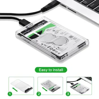 2.5 Inch USB na SATA Pregleden HDD Primeru, USB 3.0, SATA HDD SSD Solid State Drive Trdi Disk, Ohišje Polje Caddy 2TB