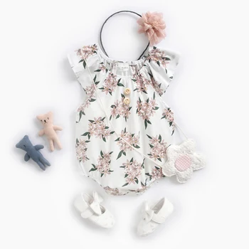 Sanlutoz Newborn Baby Girl Obleke Poletje Baby Bodysuits Cvetje Bombaž Jumpsuit Otroška Moda