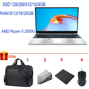 Poceni Gaming Laptop, 15.6 Inch DDR4 12GB/16G/20 G RAM AMD Ryzen 5 2500U Quad Core Urejanje Videa Wifi AutoCAD Računalnik