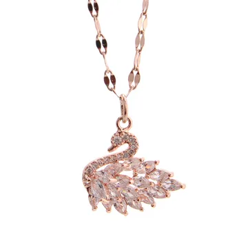Rose zlata ogrlice za womens Black Swan obesek Cirkon ogrlica iz nerjavečega jekla moda preprosta ogrlica nakit na vratu