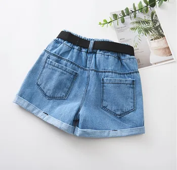 Novo 2019 Poletje baby dekleta traper hlače korejski otroci divje oprati vroče hlače Otroci Prilagodljiv Jeans Hlače s pasom darila
