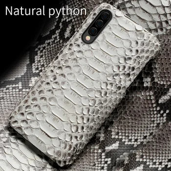 Naravni Python usnje primeru Telefon Za samsung galaxy a50 a70 a30 a40 a8 a7 2018 S10 S7 S8 S9 plus Opomba 10 Snakeskins nazaj zajema