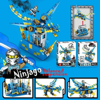 Modra Ninja Zmaj Gradniki Uravnoteženo Vzmetenje Opeke Idear Konstruktor Model Komplet Ustvarjalca Igrače Za Otroke Božična Darila