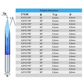 XCAN 6 mm Kolenom 3 Rob Piramide Graviranje Bitov Nano Modra, Prevlečeni Karbida Koncu Mlin 20-90 Stopnjo CNC Usmerjevalnik Carving Malo Brušenja Noža