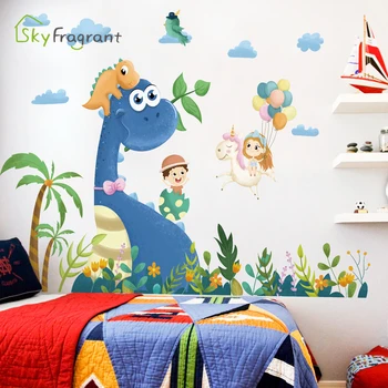 Ustvarjalne risanka dinozaver stenske nalepke fantje soba dekoracijo samolepilne spalnica steno doma dekor dekor nalepke za otroke sobe