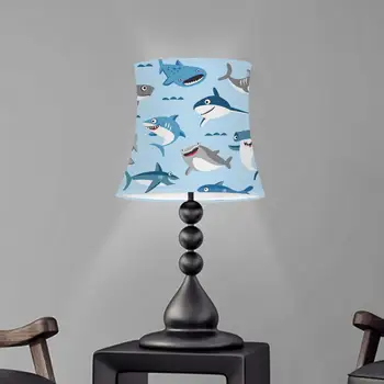 Tiskanje Shark Sodobne Krpo Lampshade Nordijska Preprostost Senci Art Deco Odtenki Svetilka za namizne Svetilke, za Spalnico, dnevno Sobo