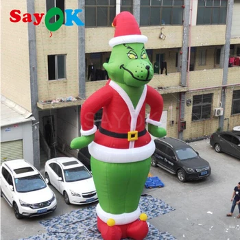 Napihljivi Božič Grinch kot Santa 10 m&28ft Visok Božični Okraski z Belo Svetlobo za Shranjevanje Domačem Dvorišču