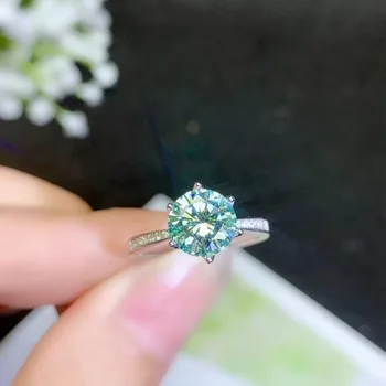 Zelena moissanite Osebnost oblikovanje Novih prstan, 925 Sterling silver, lepo barvo, peneče, 1 karat 2 Karat Diamond D VVS1