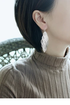 925 Srebrni Uhani za Ženske Dolgo Tassel Listov Uhan Nastavite korejski Stil Modni Nakit Femme Brincos Pendientes Bijoux Darila