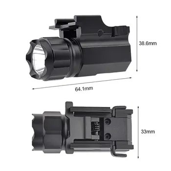 2000 Lumnov Pištolo Svetlobe LED Taktično Svetilko 2-Način Za 20 mm Weaver/Picatinny Železniškega Mini Za Glock Pištolo Pištolo Orožje Svetlobe