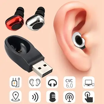 Mini Bluetooth V Uho Nevidno Brezžične Slušalke Slušalka z Magnetom Polnilnik USB