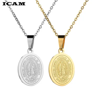 ICAM Mens Ogrlice Devica Marija Marija Čudežno Medalja Zlata barva Nerjavnega Jekla Vero Moda Nakit