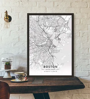 Boston MA Massachusetts, ZDA Združene države Amerike Zemljevid Plakat
