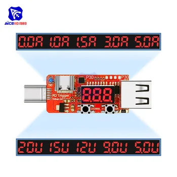 Tip-C USB PD2.0 PD3.0 5V-20V Električne Prevara Moč Sproži LED Digitalni USB Detektor Tester Napetosti Tekoči Meter Tester