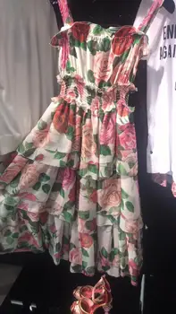2019 svile rose natisnjeni obleko
