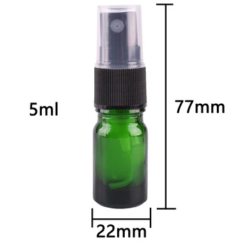 12pcs 5ml Zeleno Steklo Spray Steklenico w/ Black Fine Megle Škropilnica eterično olje steklenice prazne kozmetični posode