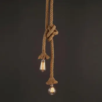Vintage konoplja vrv obesek svetlobe Retro mansarda industrijski viseči žarnica edison žarnica doma svetlobe Dekor Svetilka