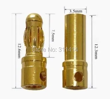 50pairs/Veliko Zlato Bullet 3,5 mm Banana Priključek, Vtič Za RC ESC Baterije Brushless Motor Visoke Kakovosti na Debelo Spodbujanje
