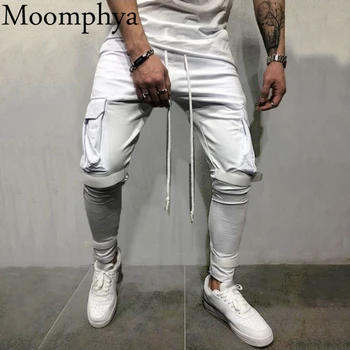Moomphya Strani velik žep moških joggers hlače Ulične hip hop sweatpants pantalon homme Trakov hlače moški Slim Fit hlače moški