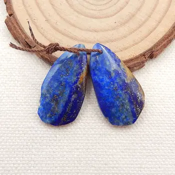Prodaja 1Pair Naravnega Kamna Lapis Lazuli Gemstone Zrno Uhani Osnovo Za Ženske 27x14x5mm 6 g