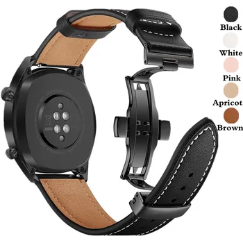 Trak za Samsung Galaxy Watch 3 41mm/45mm/42mm/46mm/Aktivna 2/Prestavi S3 20 MM/22 MM Watchband Metulj Sponke Usnjeno Zapestnico Pasu