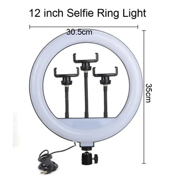 12 Inch 30 cm Obroč Svetlobe LED Selfie Zatemniti YouTube Foto Video Kamero Telefona Ličila Živo Izpolnite Debelo