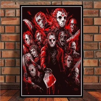 Jason Voorhees Freddy Krueger Klasična Horror Film Poster Tiskanje Platno Umetniško Slikarstvo Stenske Slike Za dnevno Sobo obrazy plakat