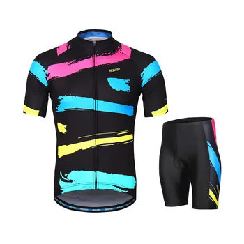 ARSUXEO 2018 Moški kolesarski dres komplet Kratek Rokav + Quick-dry Majica 3D Blazine Oblazinjeni Hlače za ropa ciclismo