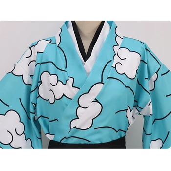 Anime demon slayer kimetsu ne yaiba kamado tanjirou urokodaki sakonji cosplay kostum modro nebo kimono enotno obleko helloween