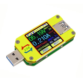 RD UM34/34C Voltmeter Ampermetr USB Tester 3.0 Tip - C Napetosti tok Merilnik Napolnjenosti Baterije Kabel Upornost Upora Barvni LCD -