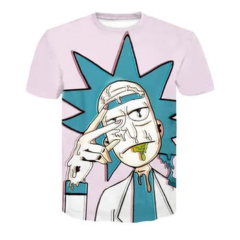 Poletje je novega moške anime natisni T-shirt moda risanka rick in morty znanost T-shirt 3D cartoon T-shirt
